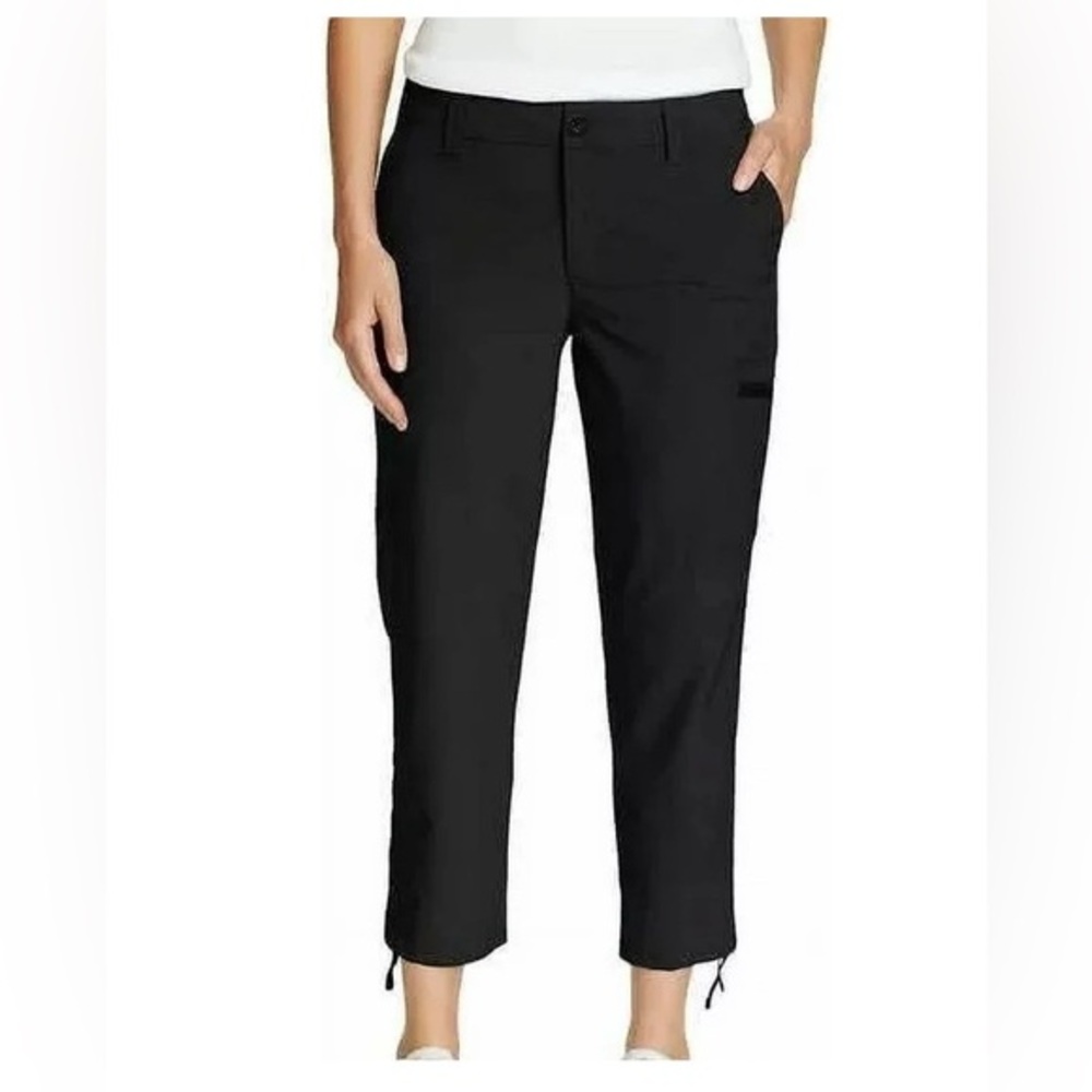 Eddie Bauer Plus Capri Pants Drawstring Hem Cargo Pocket Black Size 16